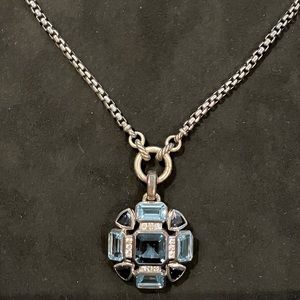 Silver and blue topaz pendant necklace